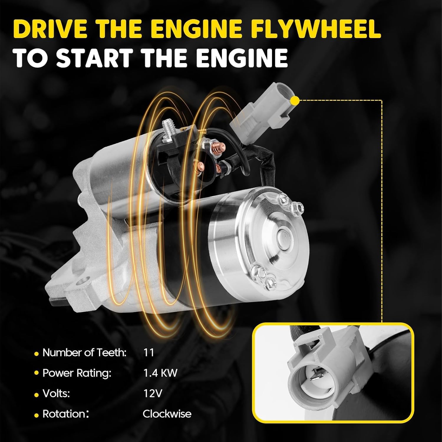 17598 Starter Motor Compatible with 2010-2013 Mazda 3 2012-2013 Mazda 5 2011-2013 Mazda 6 2011-2012 Mazda CX-7, L4 2.3L 2.5L, 12V 1.4KW 11 Teeth Clockwise, Replace# 17598N 410-48362 L538-18-400R0B