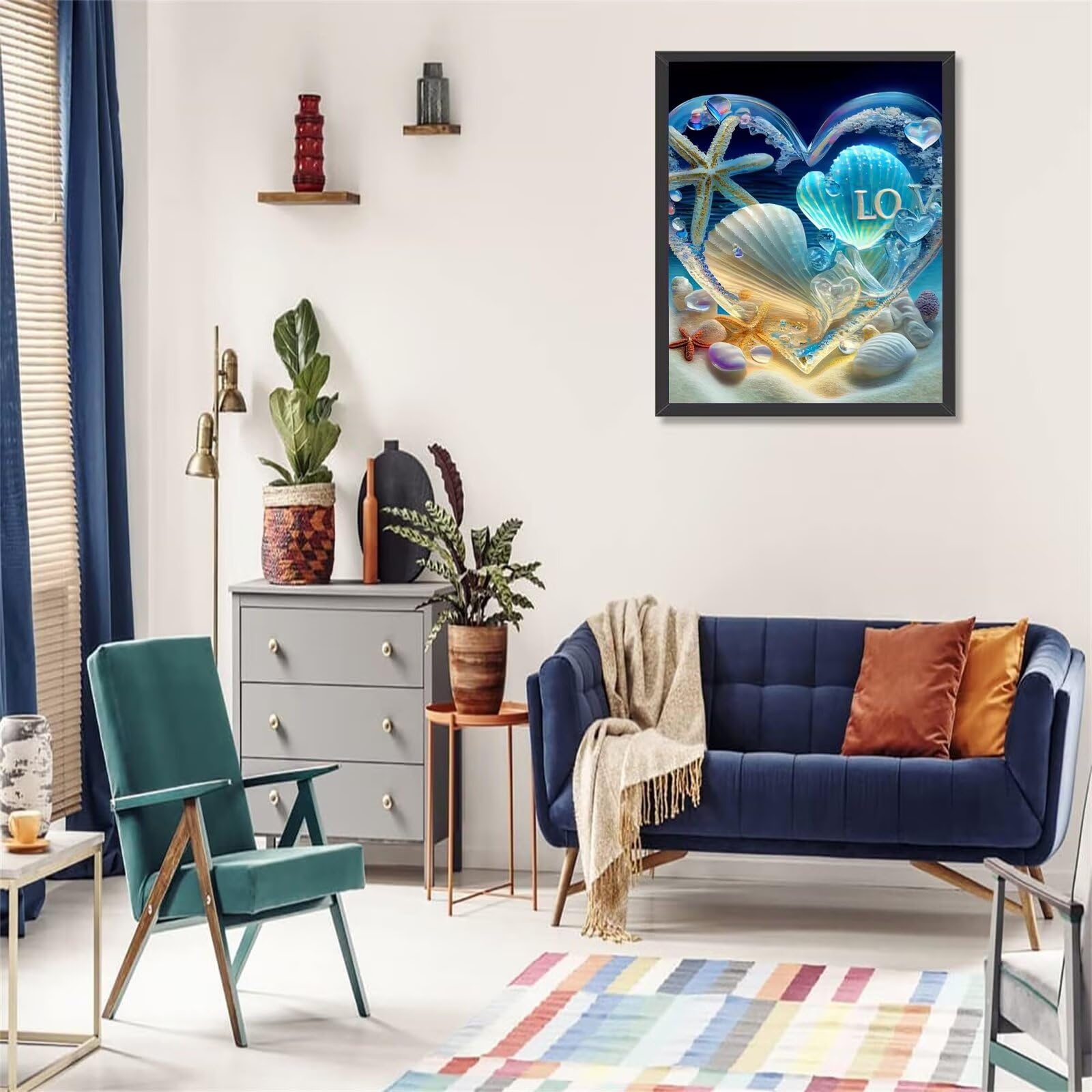 5D Diamond Painting Kit – Blaues Herz, 55x75 Cm, Quadratische Steine, Inkl. Werkzeug