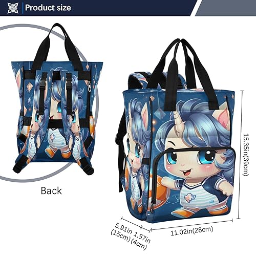 Miniatura 3 de Mochila de viaje con diseño de unicornio y fútbol de dibujos animados, mochila de viaje de gran capacidad, bolsas para mamá, para papá, mujeres y