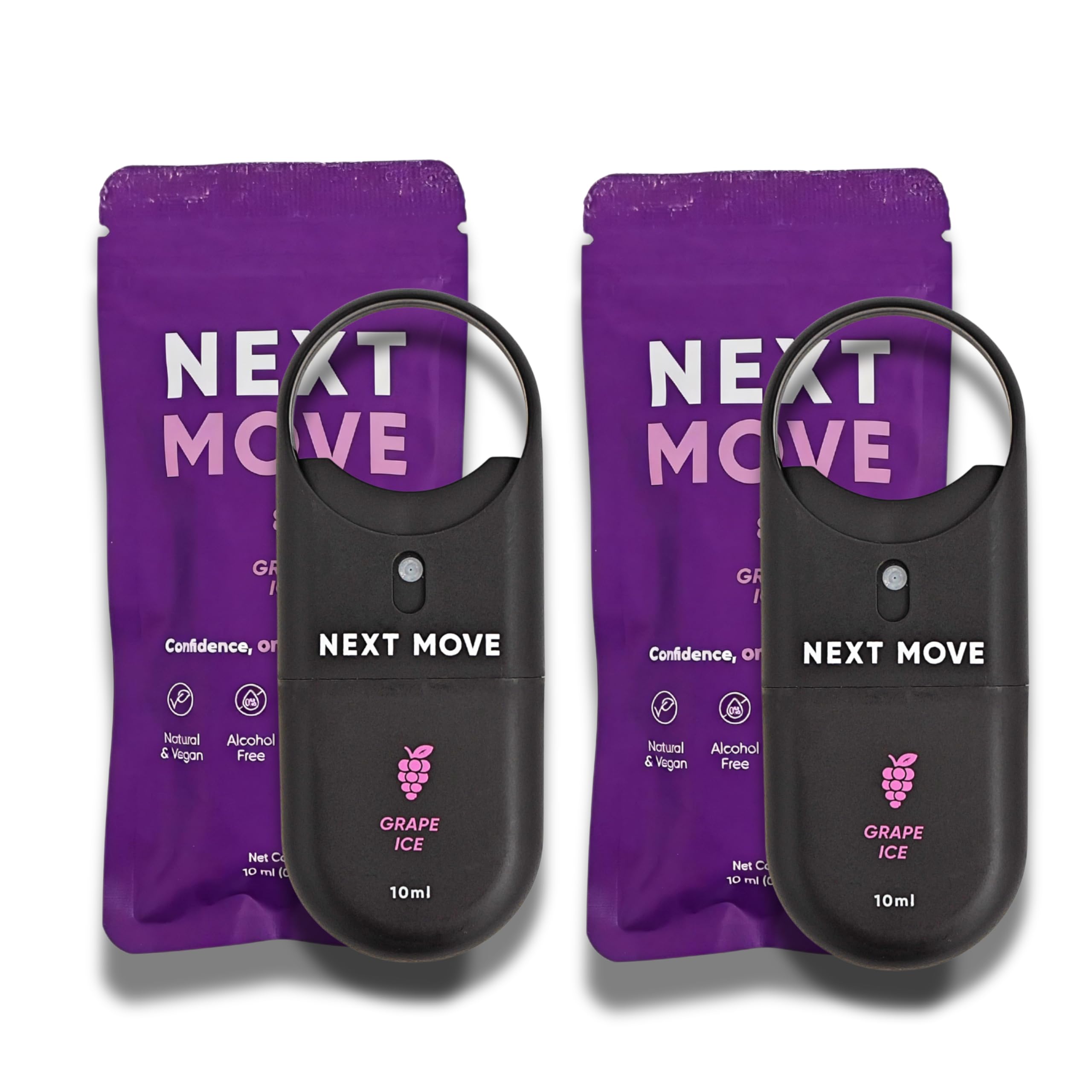 Next Move Breath Spray – 2-Pack (10mL Each) | Probiotic & Zinc Oral Spray | Fresh Breath Mouth Spray for Bad Breath & Halitosis | Sugar-Free, Alcohol-Free, Vegan | Travel Size (Grape Ice 2pk)