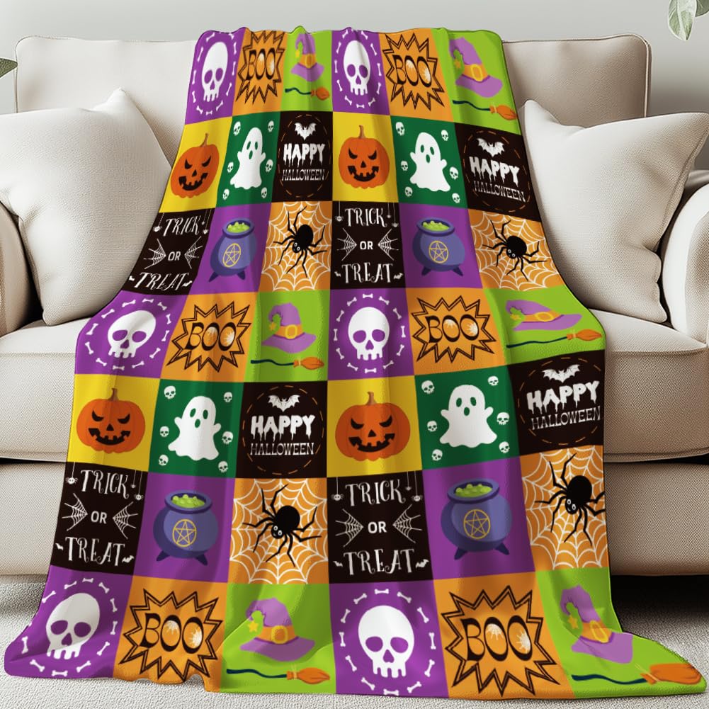 Couverture polaire Halloween : plaid doudoune pour canapé et chambre