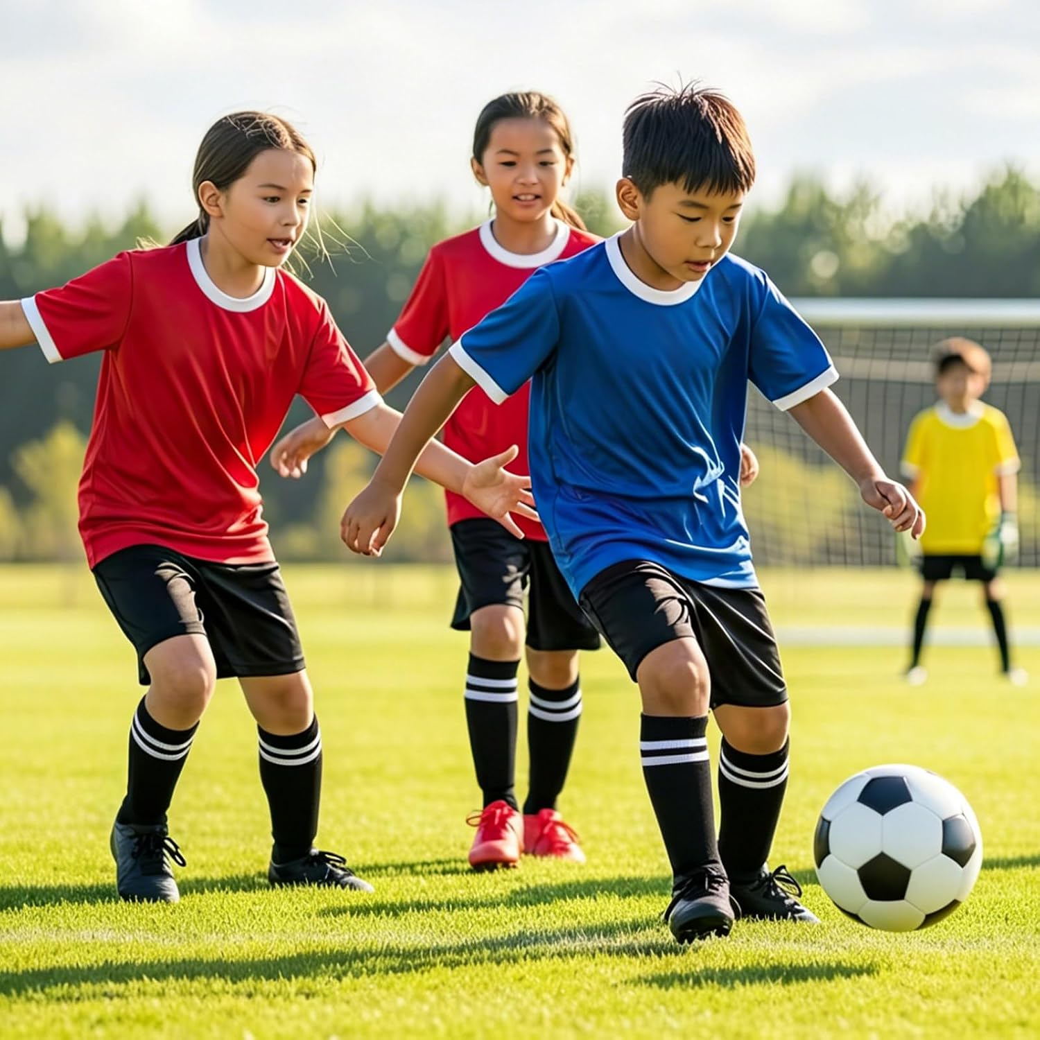 Skylety 12 Pairs Kids Soccer Socks Striped Knee High Tube Toddler Football Sports Socks for Boys Girls Youth