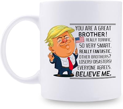 You are A Great Brother Trump Mug - Gag Birthday Gifts for Brother from Sister/Brother - 11 oz Fun Novelty Cup Cool Birthday Present Ideas for Men, Guys, Him Brother