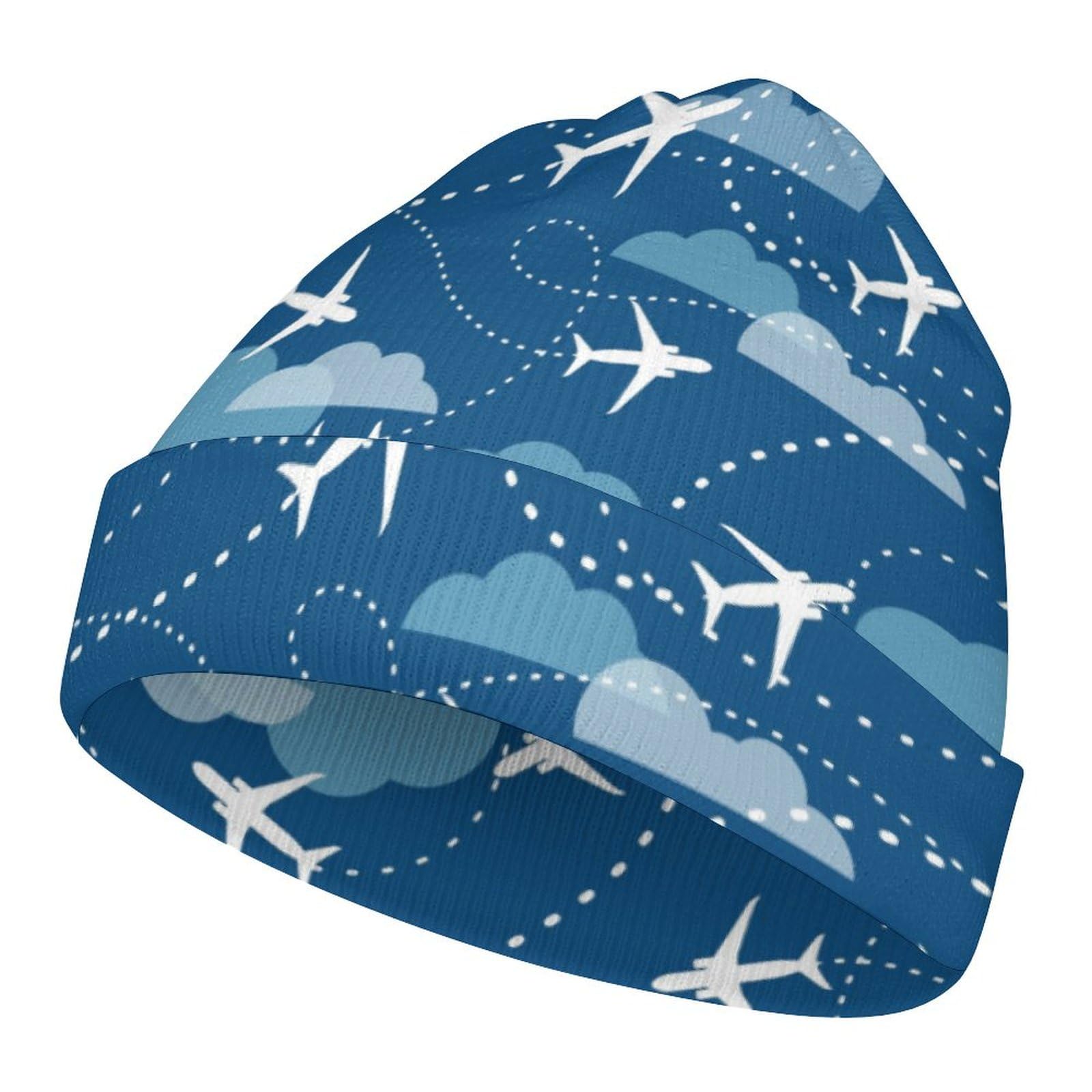 Lnfzizo Girls Black Airplane Aircraft Plane Pattern Kids Beanie Hat For For Boys Children Cap Winter Knitted Chemo Cancer Headwear Accessories Gifts Decoration