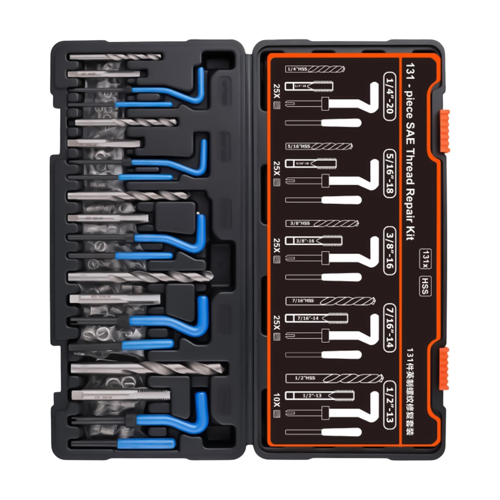Kit Ripristino Filettature Utensili a Mano Autofilettanti in Acciaio