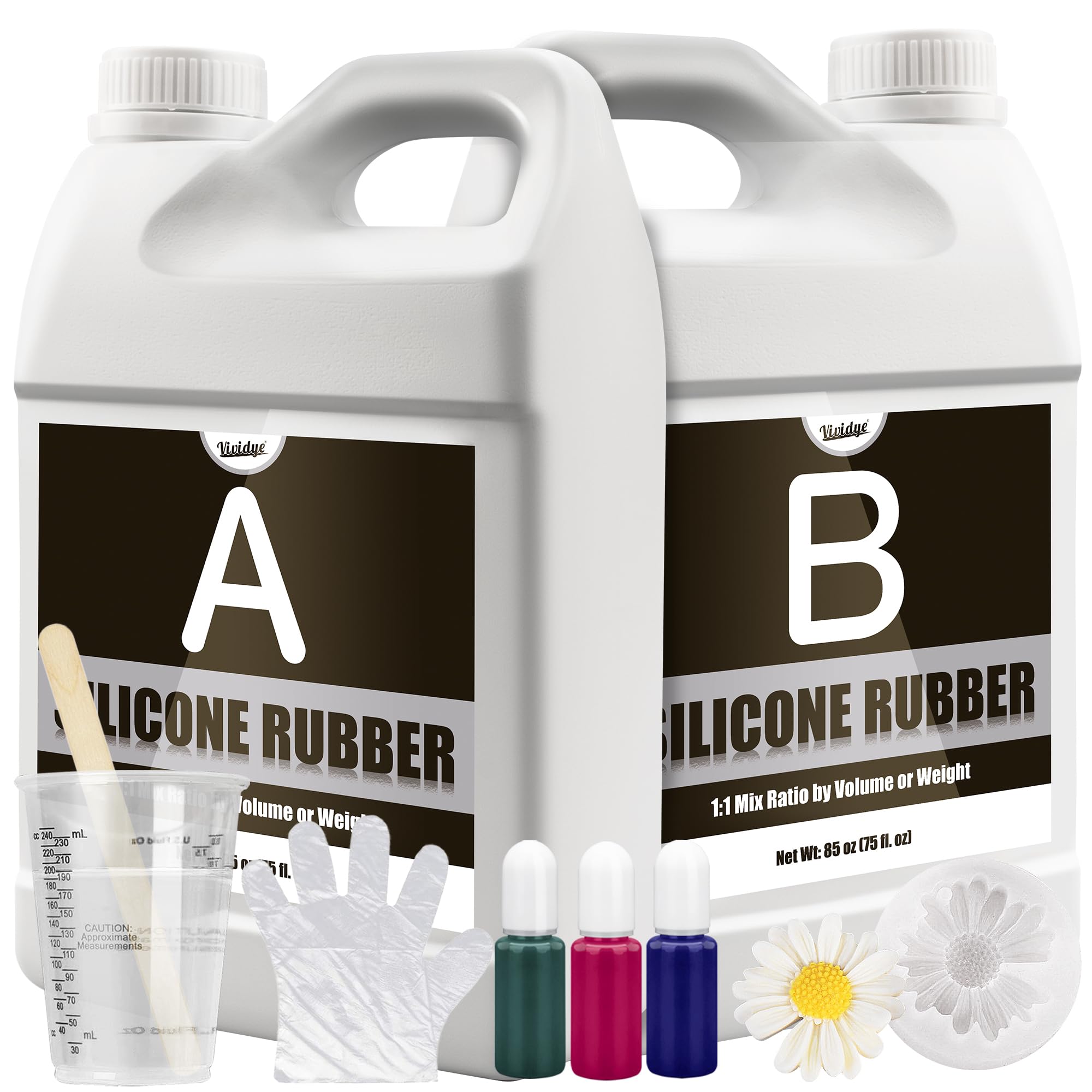 Silicone Moulds Making Kit - 170oz / 4.4L Translucent Liquid Silicone Rubber for Mould Making - Elastic 1:1 Mixing Ratio Fast Curing Moulding Silicone for Casting, DIY Resin Mould, Candle Mould, Craft