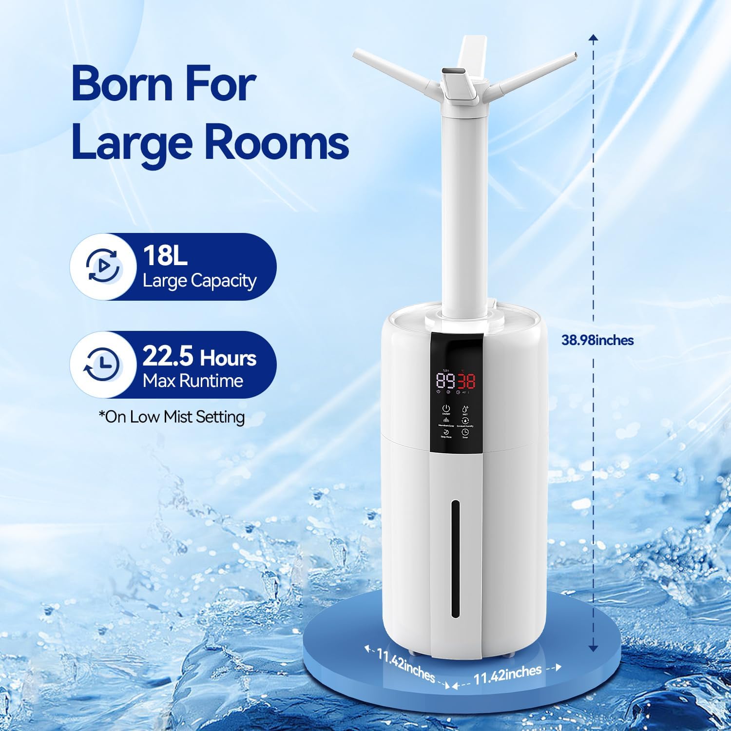 Rosekm KC-KM88 Humidifier with dimensions and capacity details