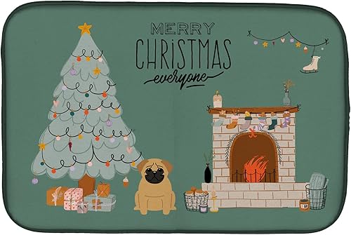 Miniatura 519 de Caroline's Treasures CK7824DDM - Tapete absorbente para secado de platos con diseño de bulldog inglés, rojo y blanco, para encimera de cocina, 14 x