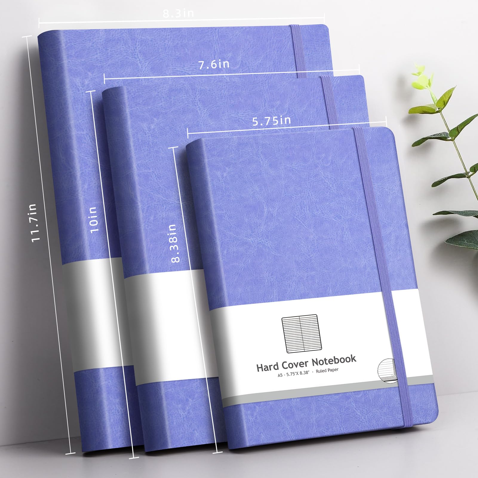 AHGXG Quaderno a righe, 320 pagine numerate, A5 (14 x 21 cm) | Taccuino a righe spesse per prendere appunti, carta da 100 g/m², copertina rigida in pelle, per donne e uomini (viola)