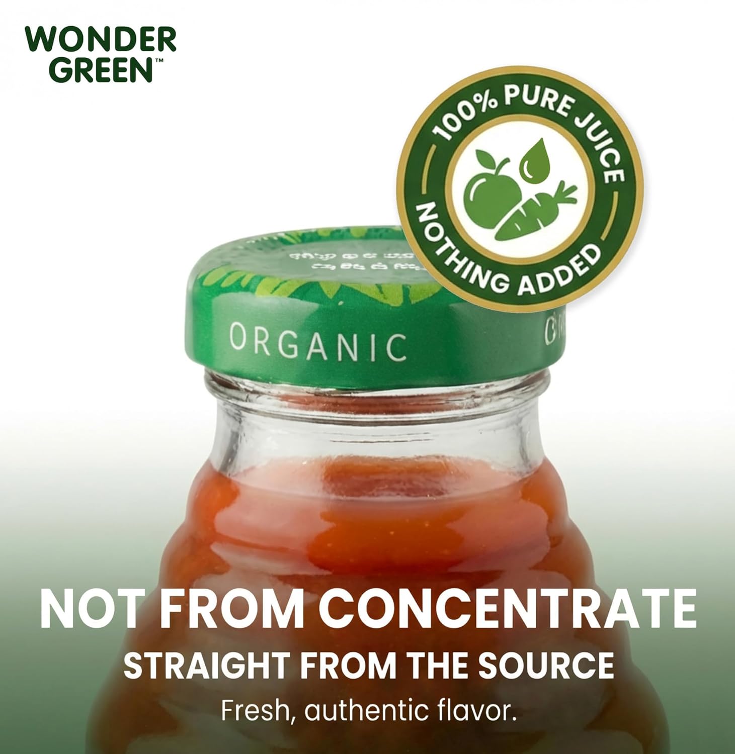Wonder Green 100% Organic Veg8 + Cayenne Cold Pressed Juice, 8.45 oz (6 Pack) | Vegetable Juice Blend, All Natural, No Additives or Preservatives, Not from Concentrate