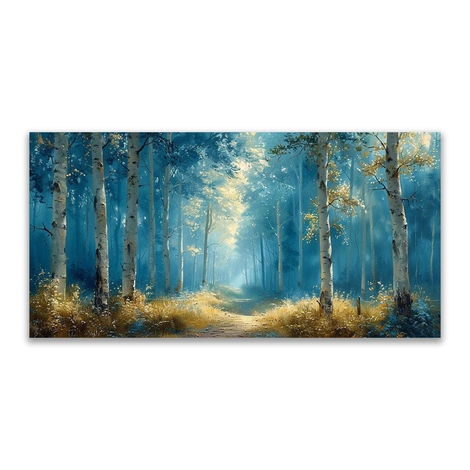 JOSUE Landscape Poster Tree Forest Large Canvas Wall Art For Living Room,Blue,grey Painting for Living Room Bedroom Office Decor-50x100cm Unframed