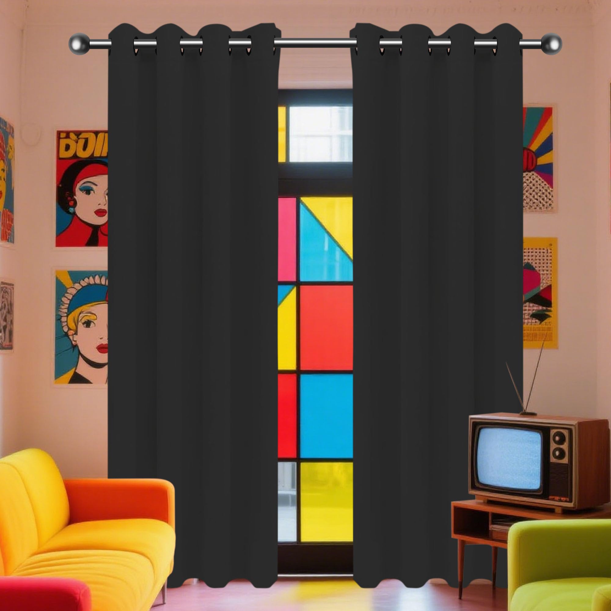 Rideaux occultants anti-chaleur XIAOMEI 125x275 rideau anti-UV noir