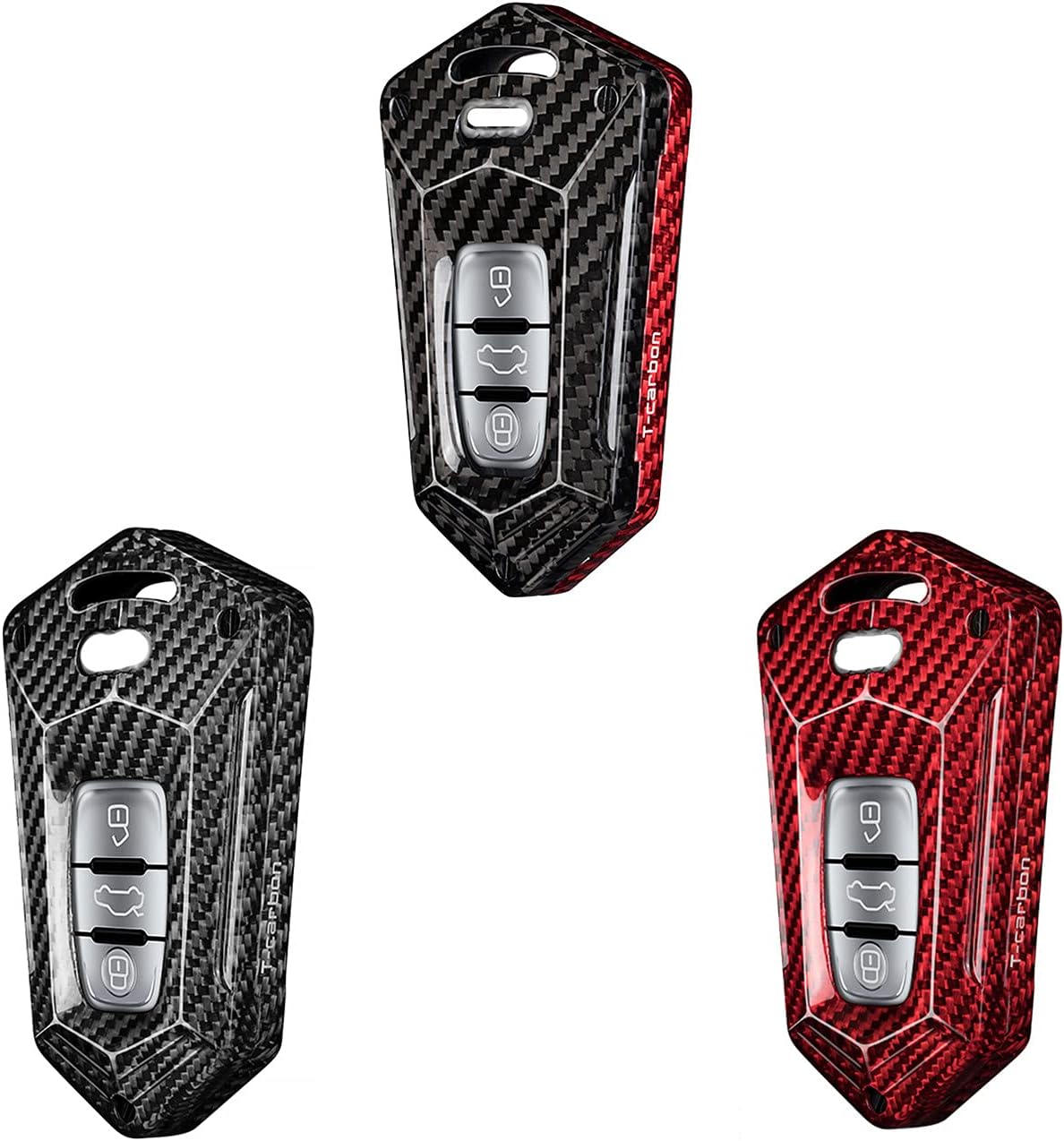 Car Key Fob Cover Case for Audi A4 A4L A5 A6 A6L A7 A8 Q5 Q8 R8 RS4 RS5 RS6 RS7 S4 S5 S6 S7 S8 SQ5 Carbon Fiber Anti Scratch Heavy Duty Key Shell - Silver Black