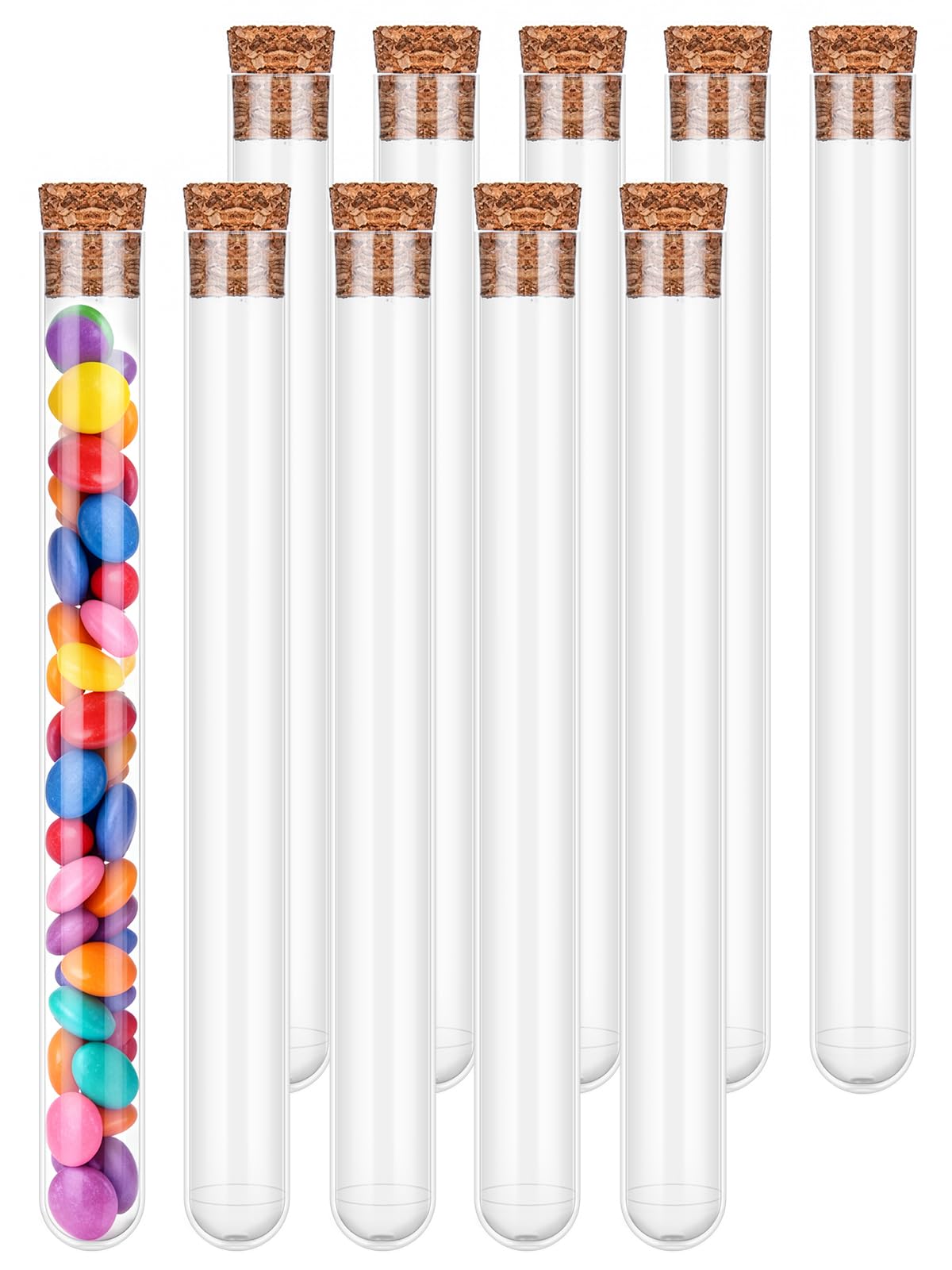 10 Stück Kunststoff Reagenzglas mit Korken, 16×150mm Transparent Reagenzgläser Laborröhrchen Reagenzglas Vase für Blumen, Gewürze, Liquids, Spices, DIY