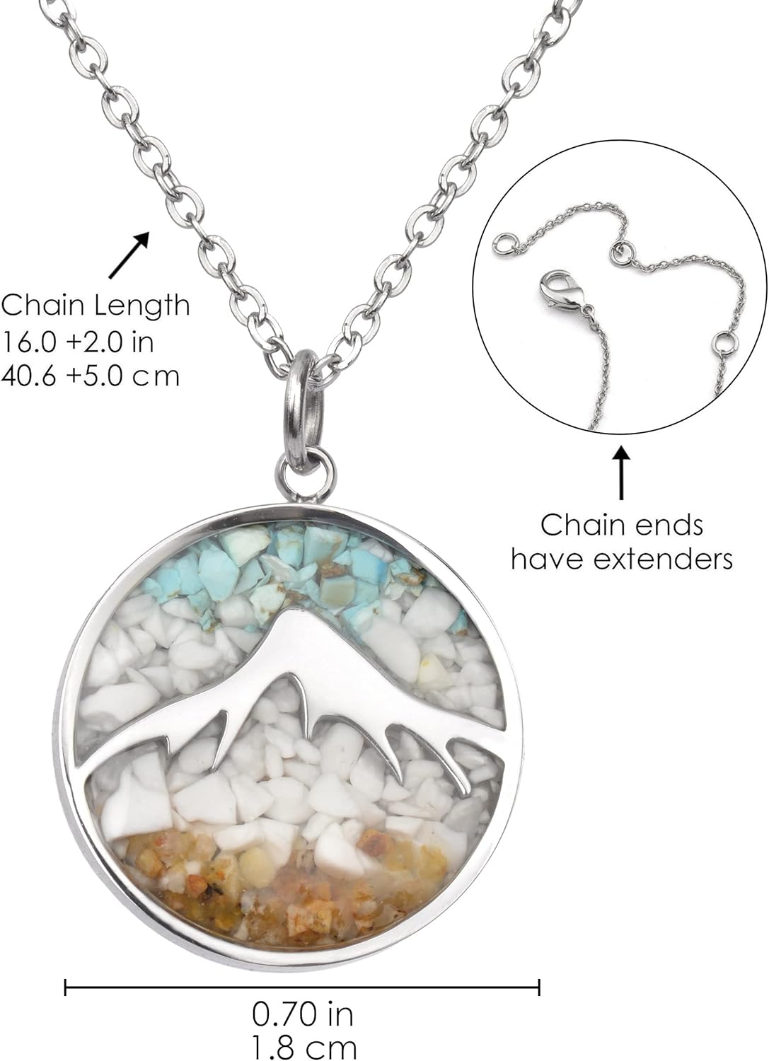 Lauren-Spencer Gemstone Mountain Necklace for Women White Howlite Turquoise Tumbled Chips Pendant Necklace Dainty Mountain Range Necklaces for Women Nature Jewelry Gift