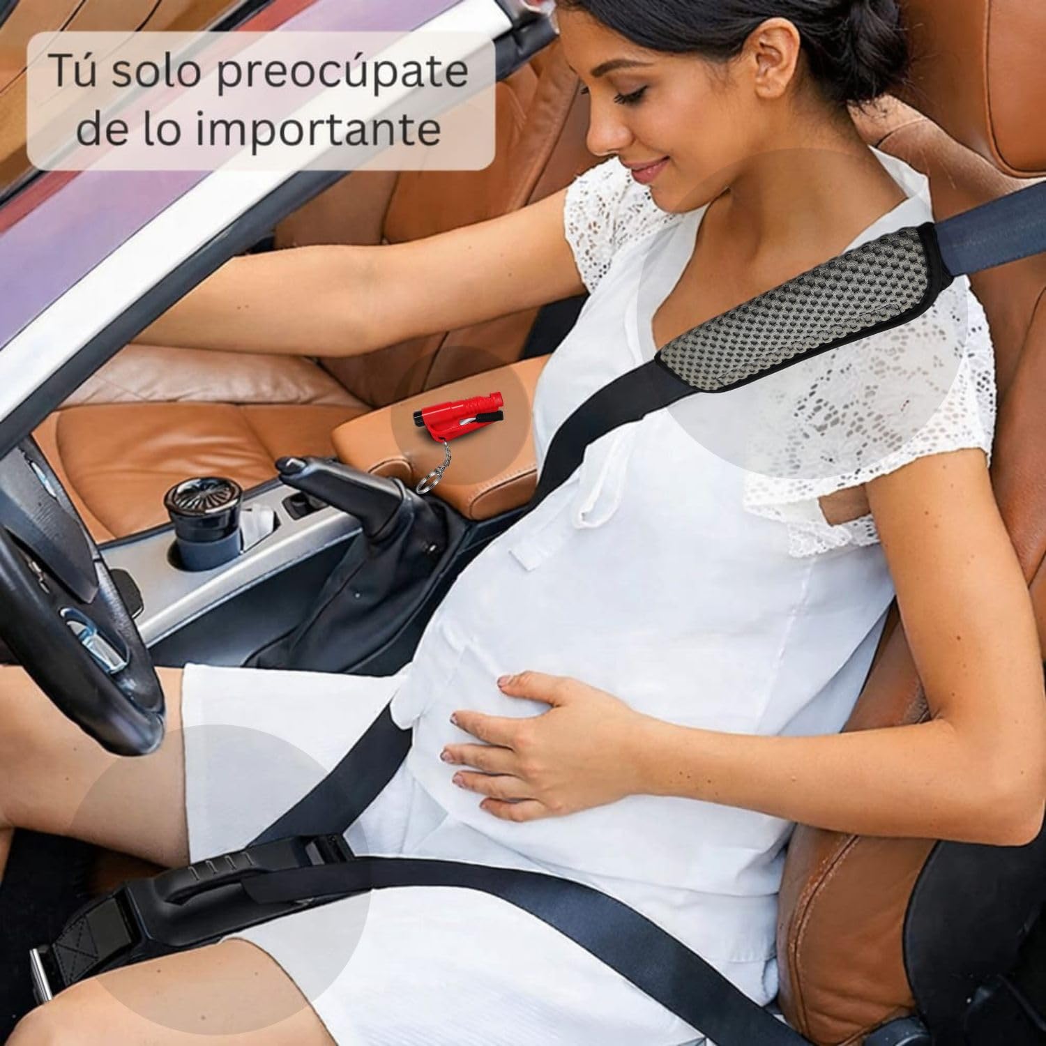 Adaptador de Cinturón Embarazada Coche Homologado | Accesorio Seguro con Hebilla Metálica | Incluye Hombrera Acolchada + Herramienta Multifunción + QR con Guías | Regalo Ideal para Premamás — view 9