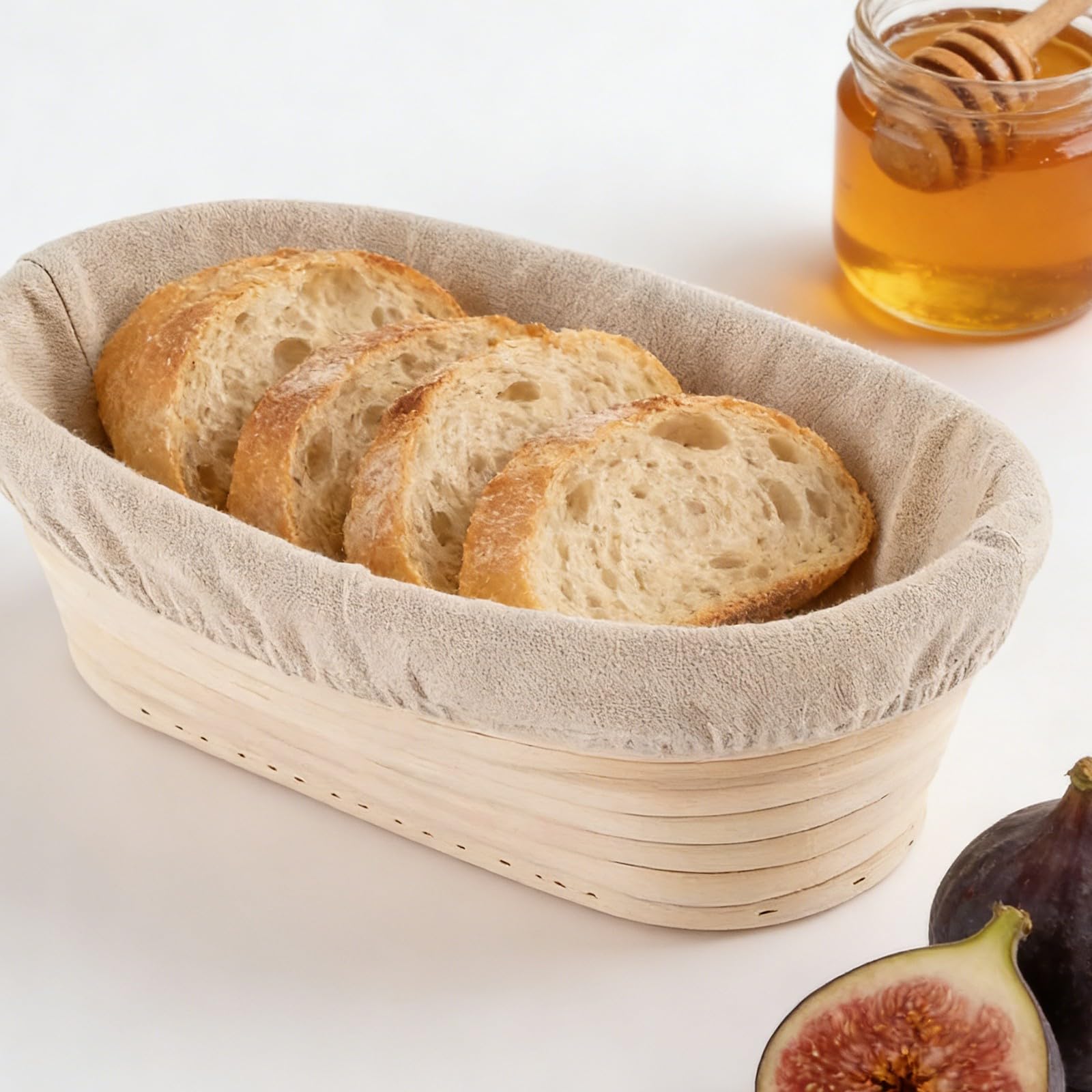 Ovale Brotgärhalter mit Leineneinlagen für Sauerteig-Backen, perfekte Form und Textur, 2 Stück