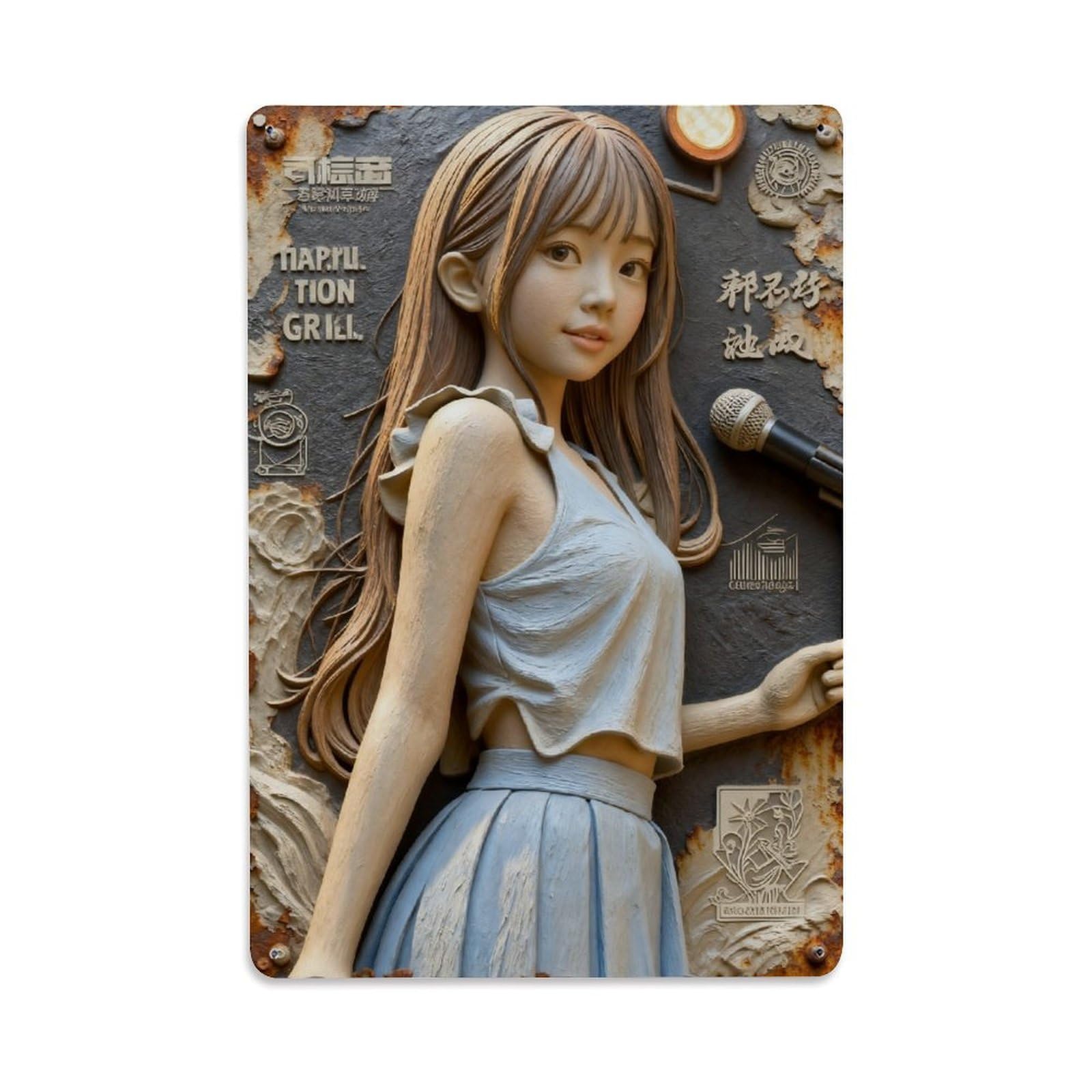 Cute Girl Vintage Metal Tin Sign Retro Wall Decor, Bar Garage Cafe Kitchen Home Wall Art Poster Decoration 8x12inches