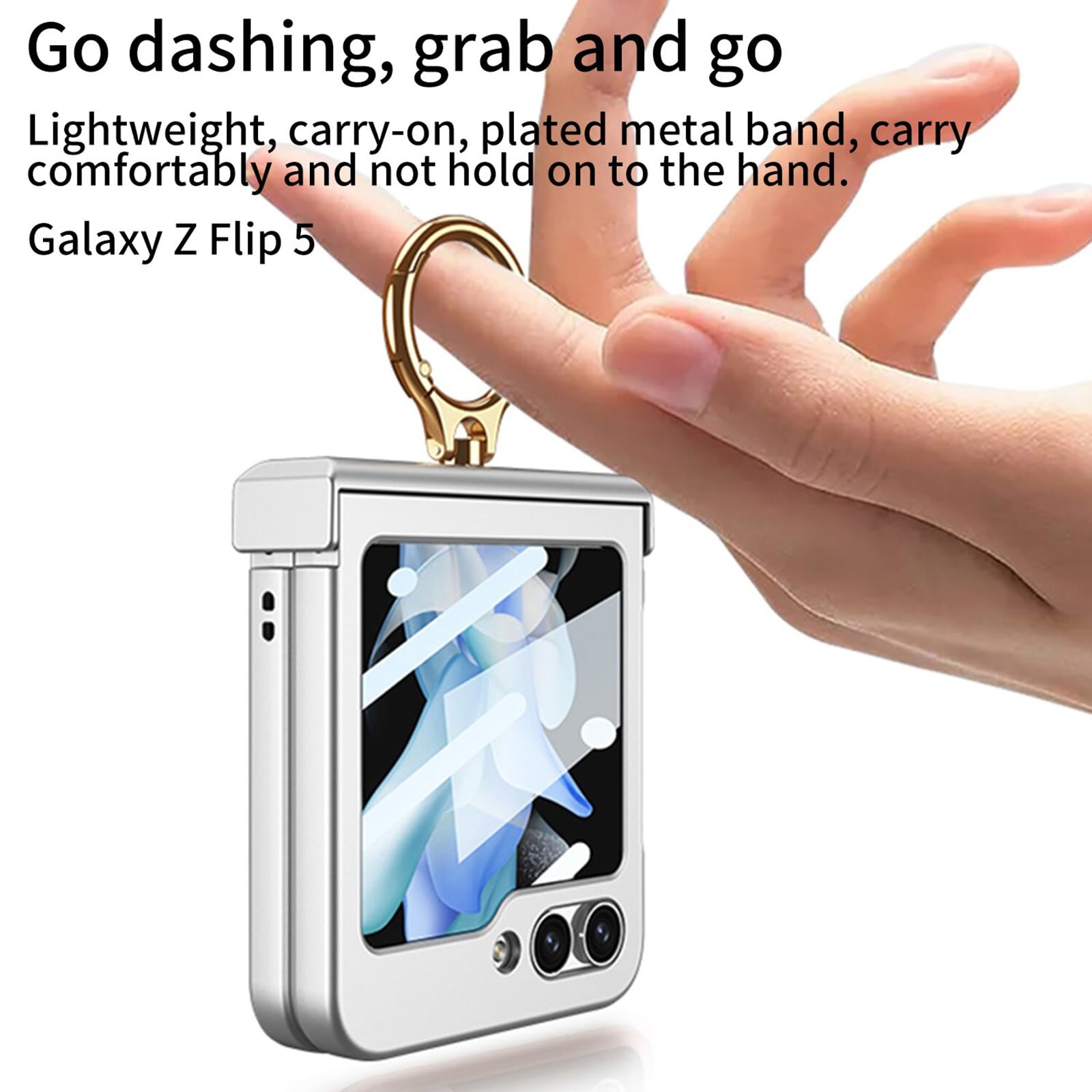 Coque pour Samsung Galaxy Z Flip 5, Compatible avec MagSafe Charnière Protection Full Body Slim Fit Hard PC Matte Anti-Ddrop Case avec Ring Holder Camera Film de Protection
