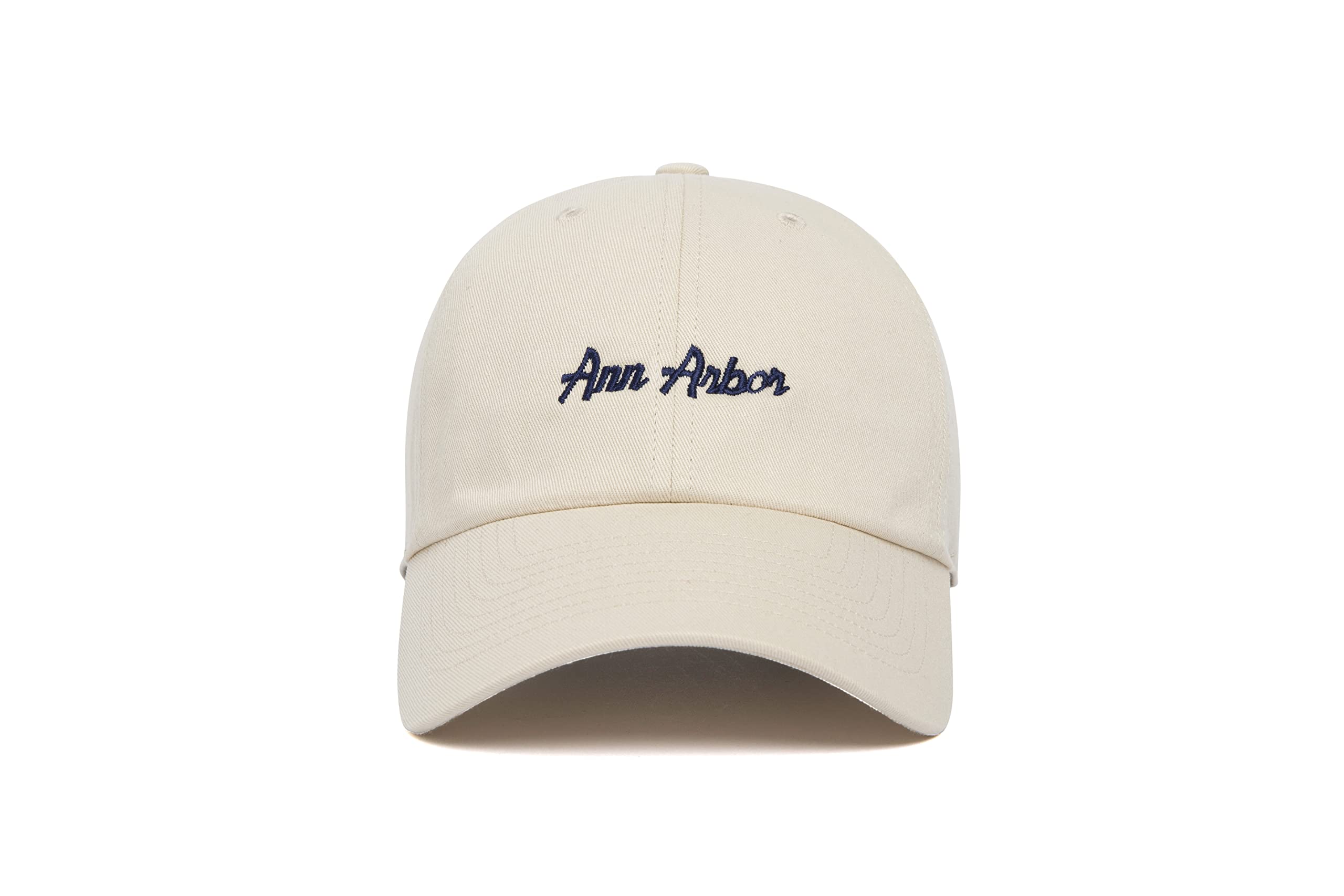 HOOD Ann Arbor Microcript Dad Hat, 100% Cotton Twill, Unstructured, Curved Visor, Bone, One size