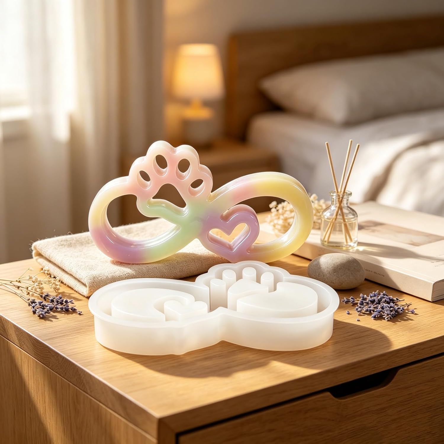 2Pcs Infinity Dog Paw Heart Silicone Resin Mold DIY Pet Love Casting Mold