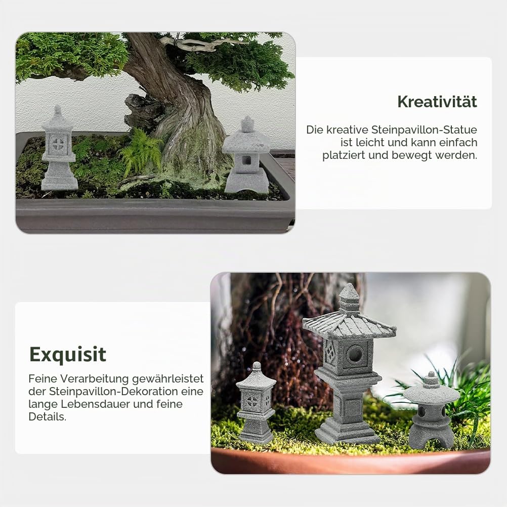 Operitacx 3PCS Miniatur Pagoden Statue Set Für Zen Garten, Bonsai, Aquarium, Japanische Gartendeko, Handgefertigte Steinlaternen Für Innen- Und Außendekoration
