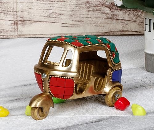 Artvarko Latón auto Rickshaw estatua de trabajo manual de piedras preciosas multicolor decoración del hogar regalo de pieza de exhibición.