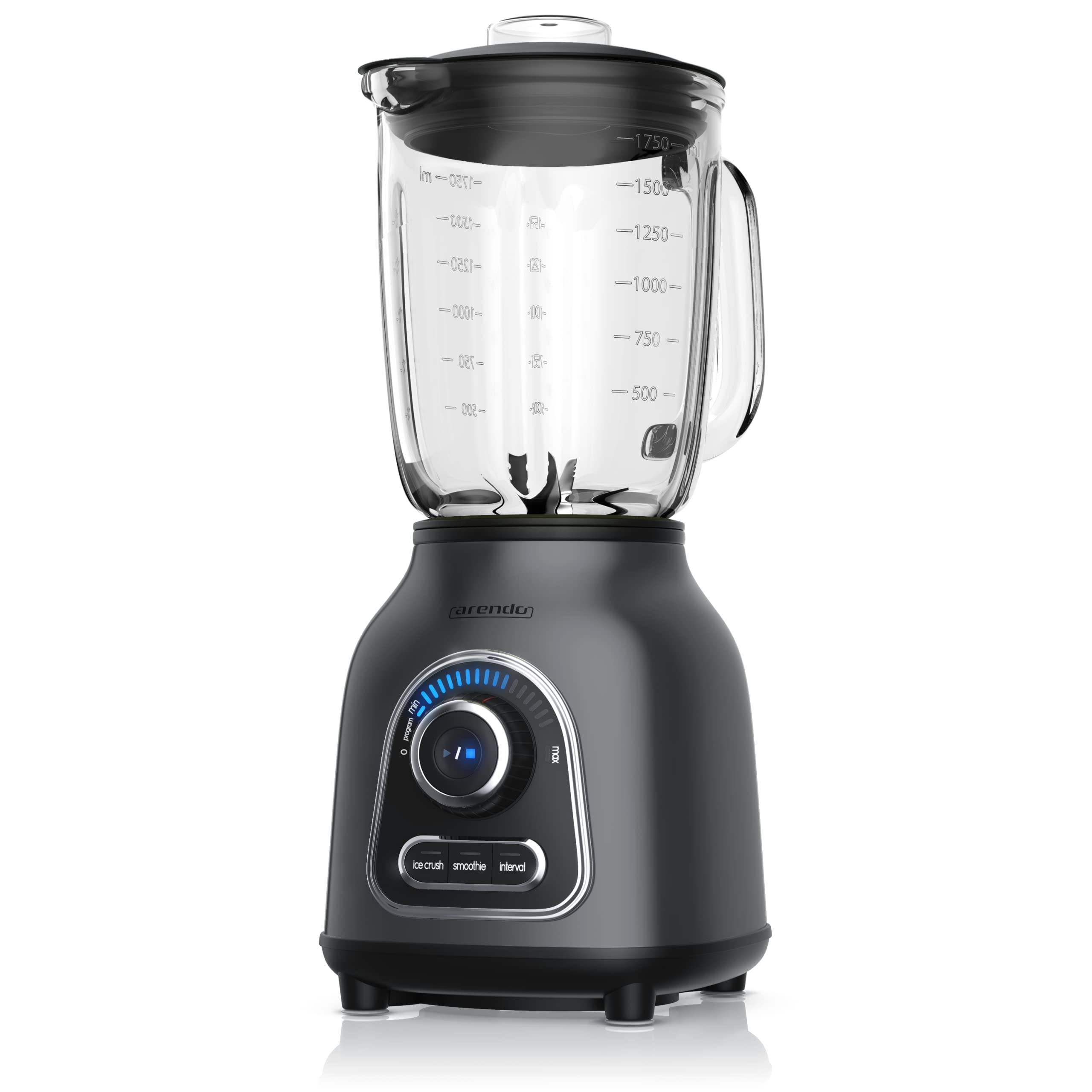 Arendo - Standmixer Glas 24.000 U min - 1,75L Glasbehälter - 6-flügeliges kugelgelagertes Edelstahlmesser - 10 Leistungsstufen - Impulsfunktion