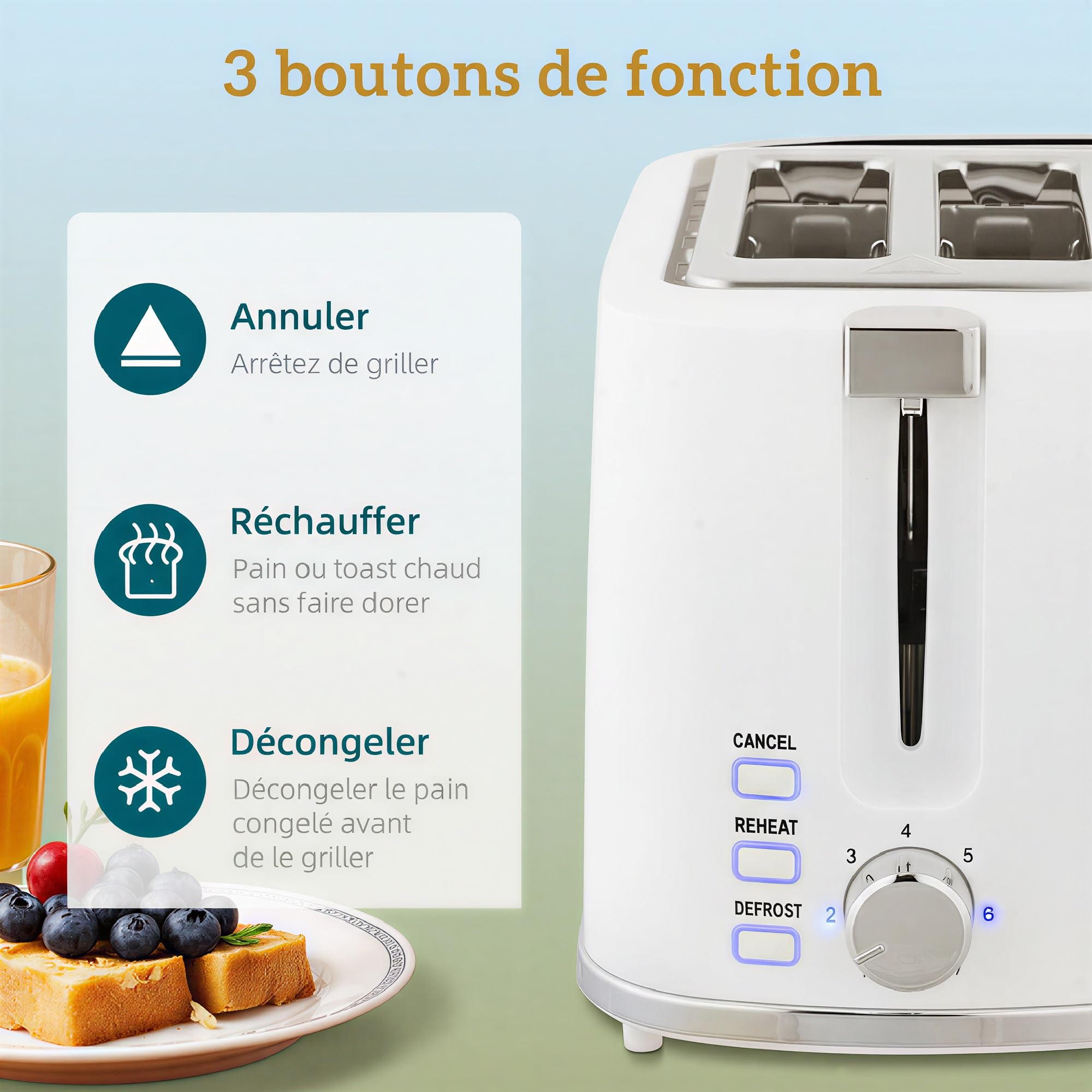 HOMCOM Bouilloire et Grille-Pain Acier 2200W 1,7L Thermostat Otter Filtre Anti-Calcaire 2 Fentes 7 Réglages Brunissage Blanc