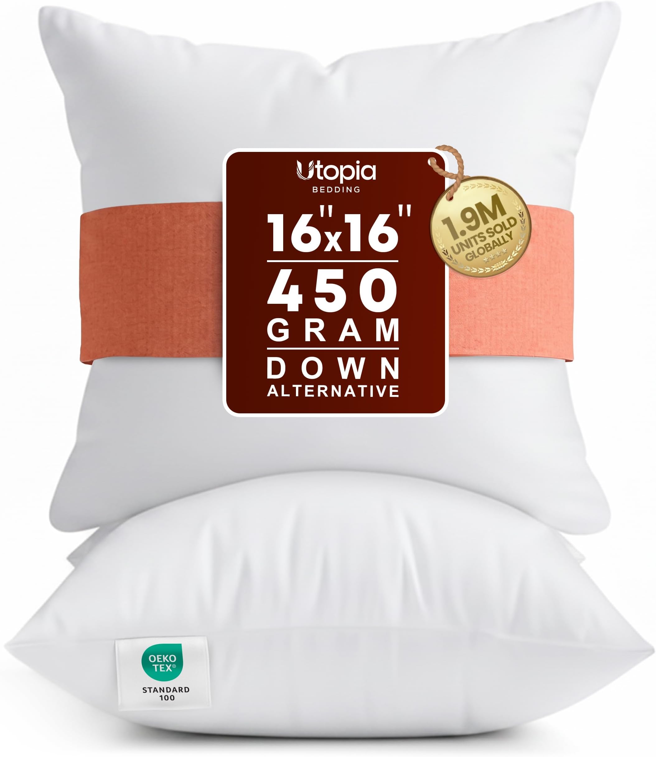 Utopia Bedding Decorative Pillow Inserts (Pack of 2, White) - Square Pillow 40 x 40 CM White UB1140