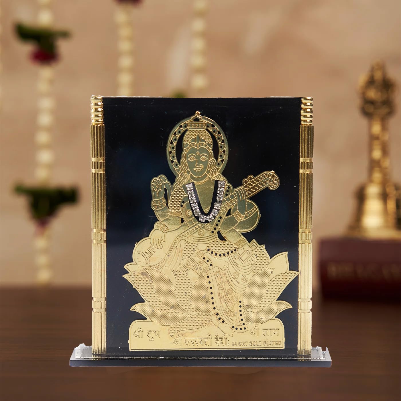 The Spiritual Living Saraswati Vidya Devi Goddess of Speech Wisdom & Learning II Idol for Car Dashboard - Home - Office - Shop - 3.5 Inch 1