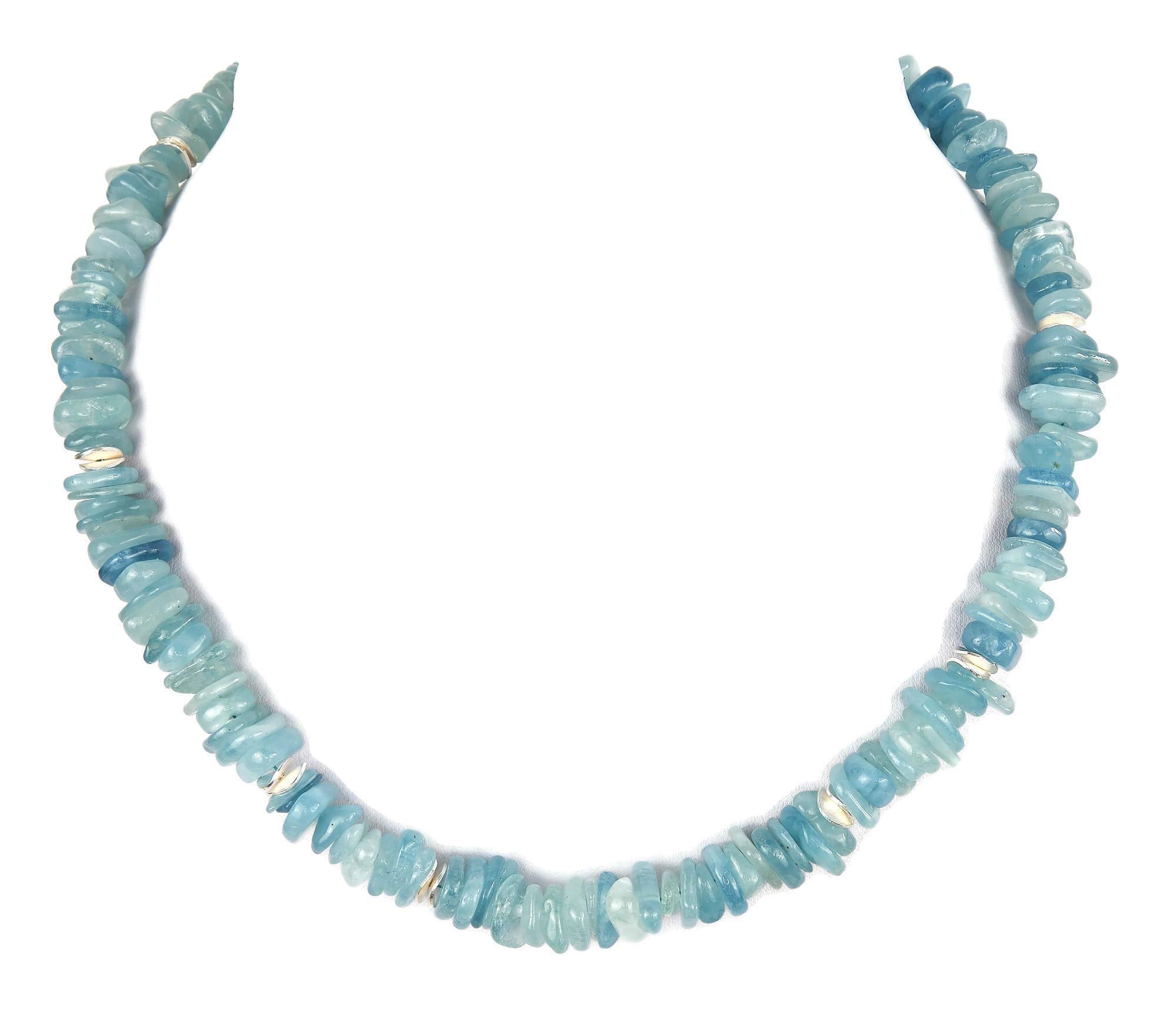 Aquamarin Kette - blaue Halskette - Edelstein Kette - Steinkette - 925 Silber