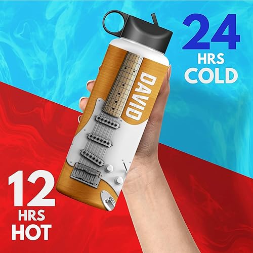 Miniatura 10 de Zocoshi Botella de agua de guitarra personalizada Información nutricional de guitarrista, regalos personalizados  Regalos para guitarristas hombres,
