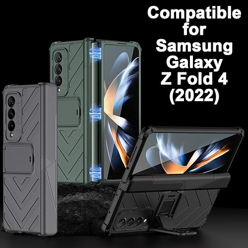 Miniatura 6 de Miimall Funda compatible con Z Fold 4, funda Fold 4 con protección de bisagra, soporte ajustable, protector de pantalla de vidrio templado, funda