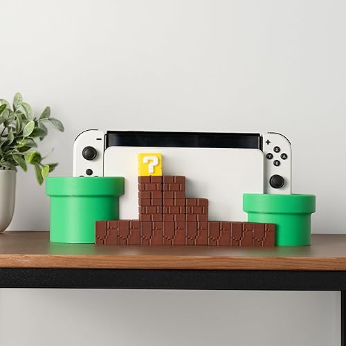 Miniatura 2 de Mar Stand para Nintendo Switch - Soporte impreso en 3D con diseño retro de bloques de ladrillos y tubería, decoración del hogar, regalos únicos para