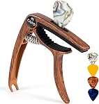 AARVI Guitar Capo 6-String for Acoustic & Electric Guitars - Universal Clamp with 4 Premium Picks - Compatible with Ukulele, Banjo, Mandolin(Rosewood+Black)