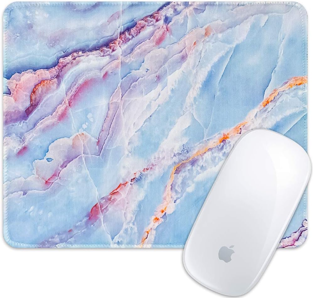 Marphe Mouse Pad Blue Marble Art Mousepad Stitch Edge Non-Slip Rubber Gaming Mouse Pad Rectangle Mouse Pads for Computers Laptop