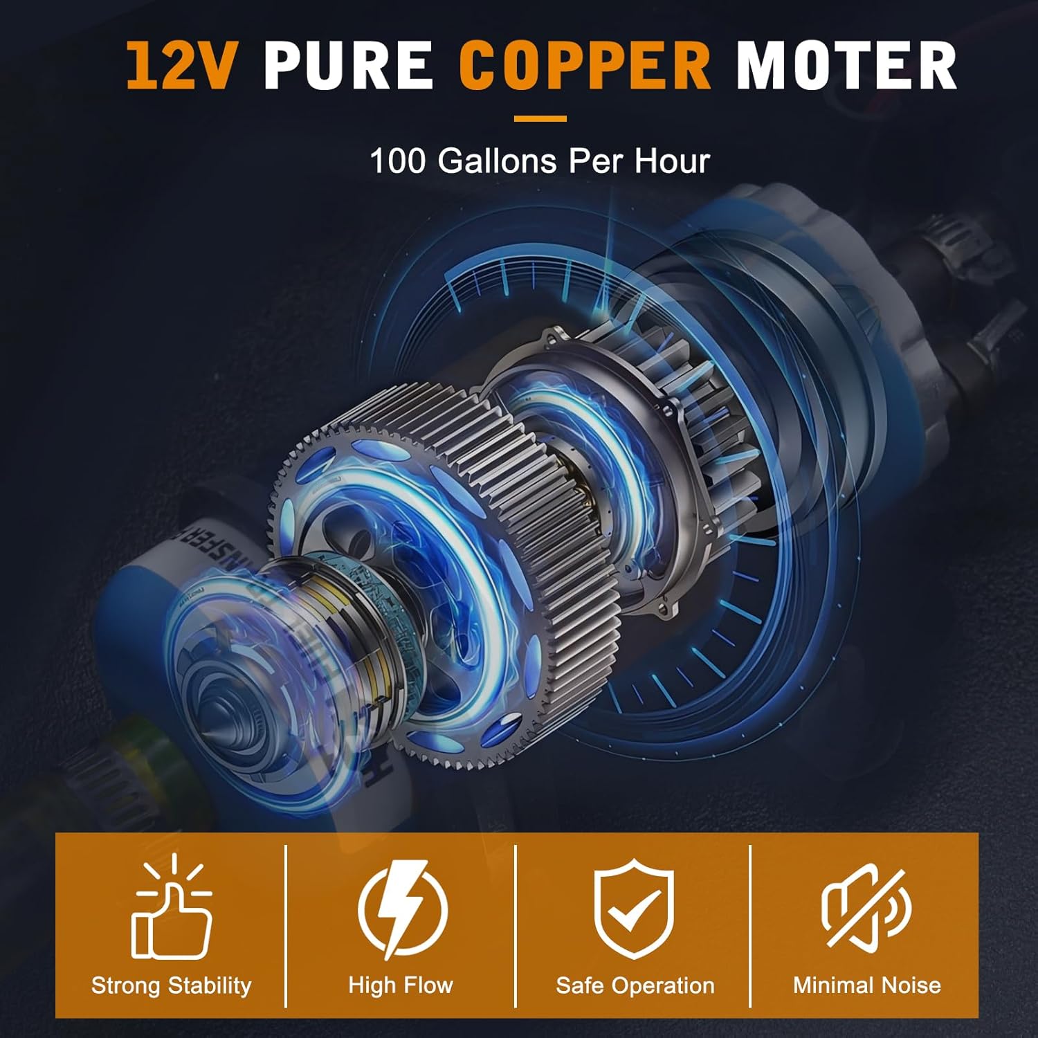 External Inline Fuel Pump 100GPH,Electric Fuel Pump High Flow 12V Universal Electric Fuel Transfer Pump 360LPH (12V-Single Pump)