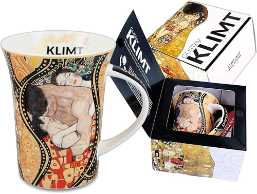 Vajilla decorativa de porcelana taza en una caja de regalo, taza de 12 onzas, familia, Gustav Klimt