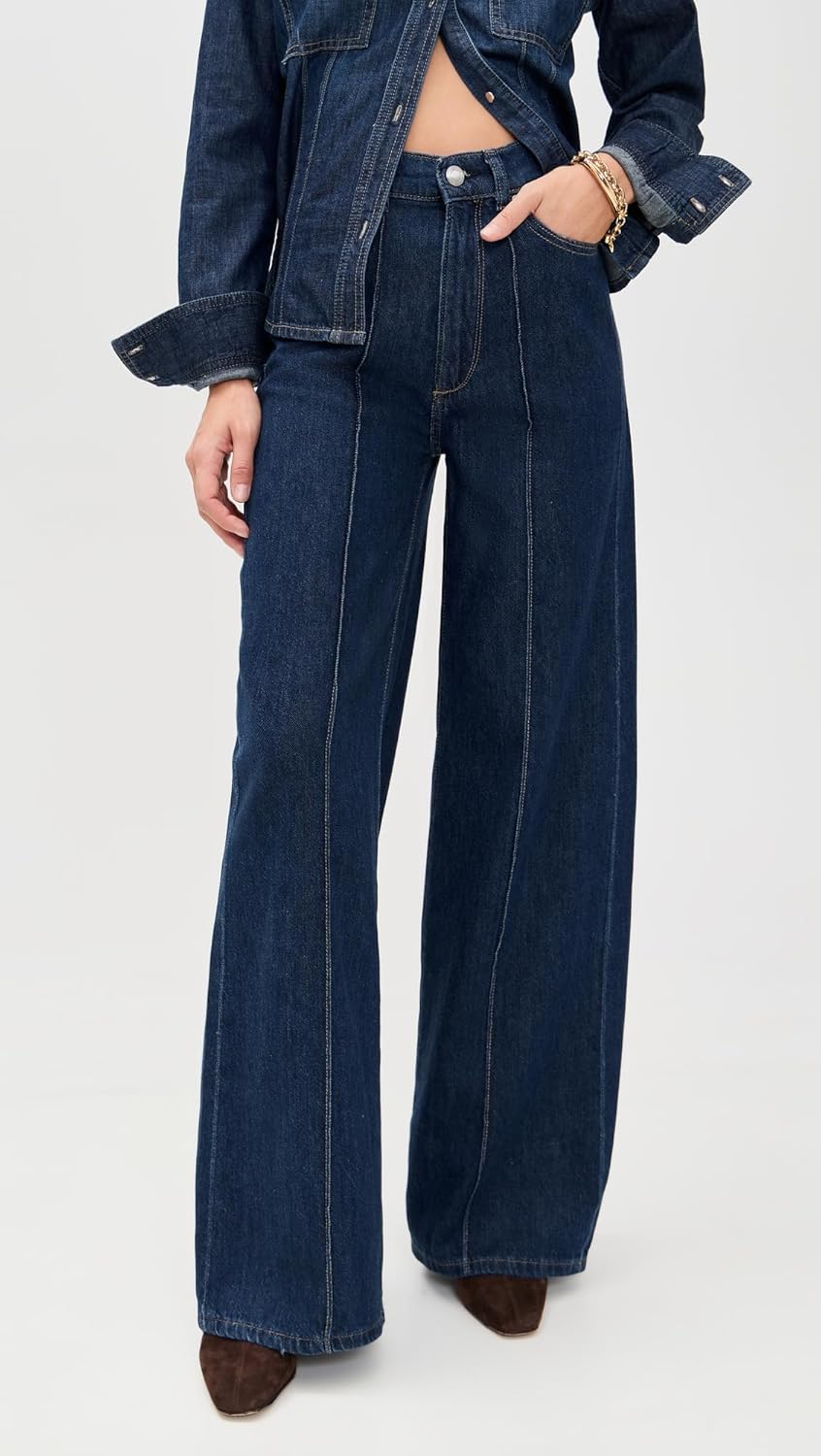 DL1961 Women's Hepburn Aura Wide Leg High Rise Jeans - Image 2