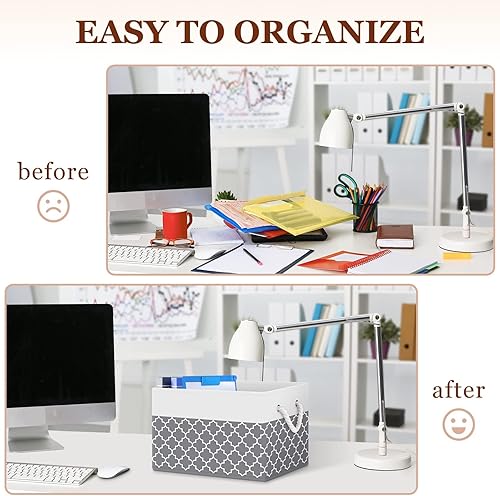 Vista 69 de Fab totes Contenedores de almacenamiento [paquete de 3], cestas de almacenamiento plegables para organizar juguetes, libros, estantes, armario, caja