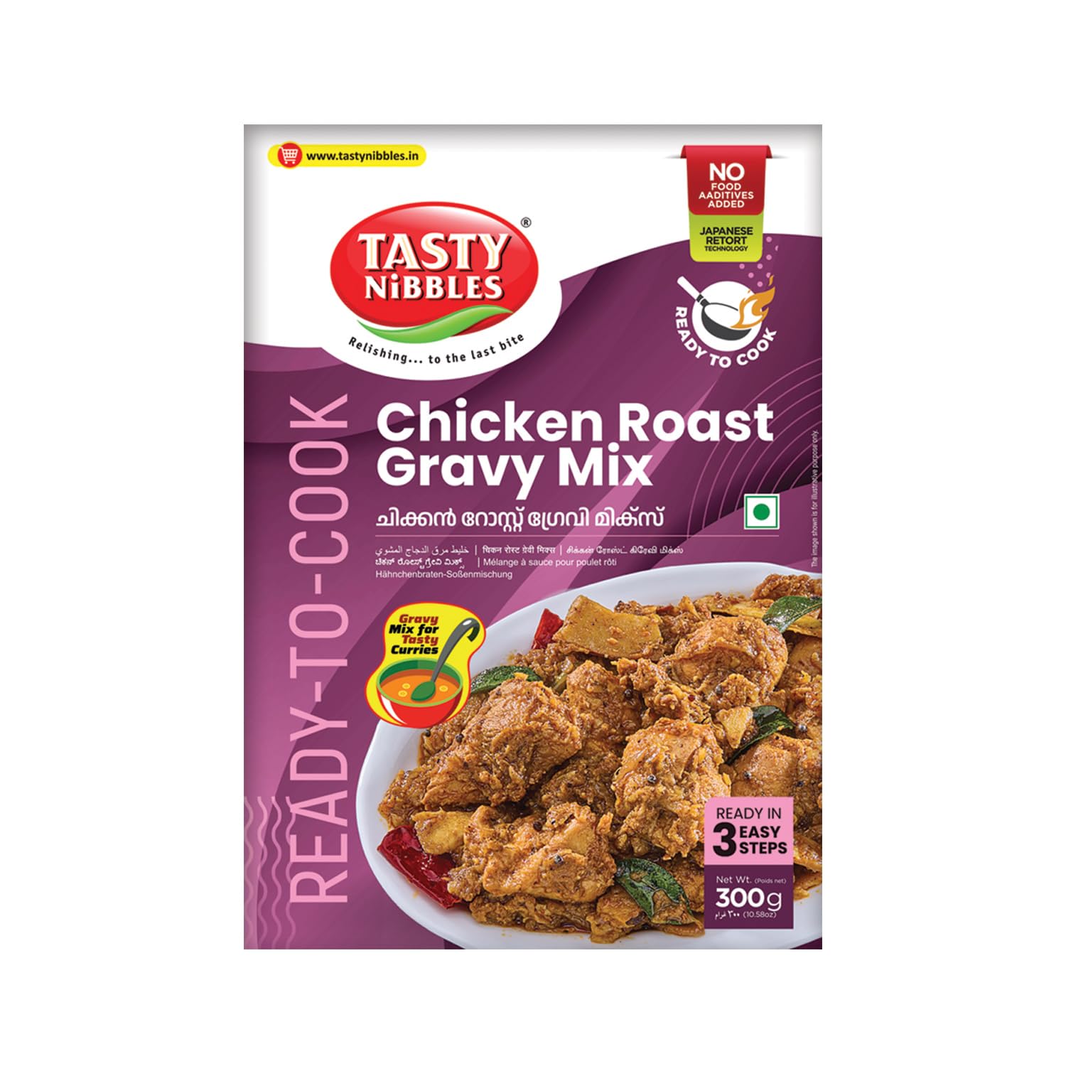 Tasty Nibbles Ready to Cook Chicken Roast Gravy Mix 300g | Chicken Roast Curry Paste| Chicken Curry Paste|No Food Additives Added | Japanese Retort Technology