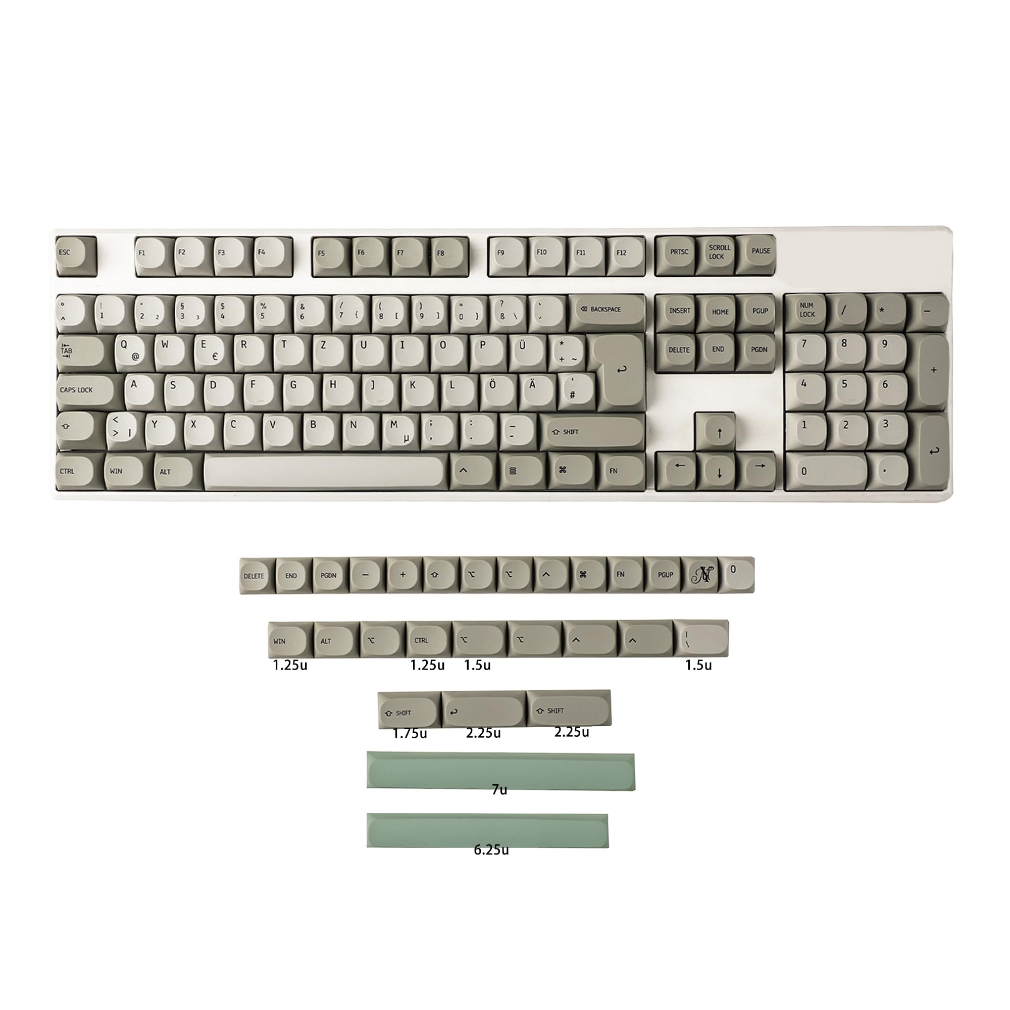 YMDK 133 Tasten MA Profile Dye Sub 9009 PBT Deutsch QWERTZ Keycap Mac Style für MX Mechanische Tastatur Filco 104 TKL 61 68 75 84 96 104