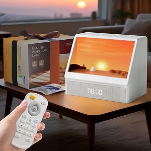 Maliansun Sunrise Alarm Clock with Sound Machine Sunlight Alarm Clock with 10 Scene Simulations for Sleep 12 White