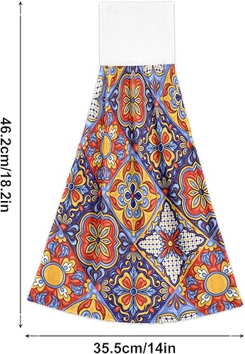 Miniatura 5 de ALAZA Juego de 2 toallas de mano para colgar en la cocina, con diseño de flores mexicanas, estilo mexicano, juego de toallas de mano, paños