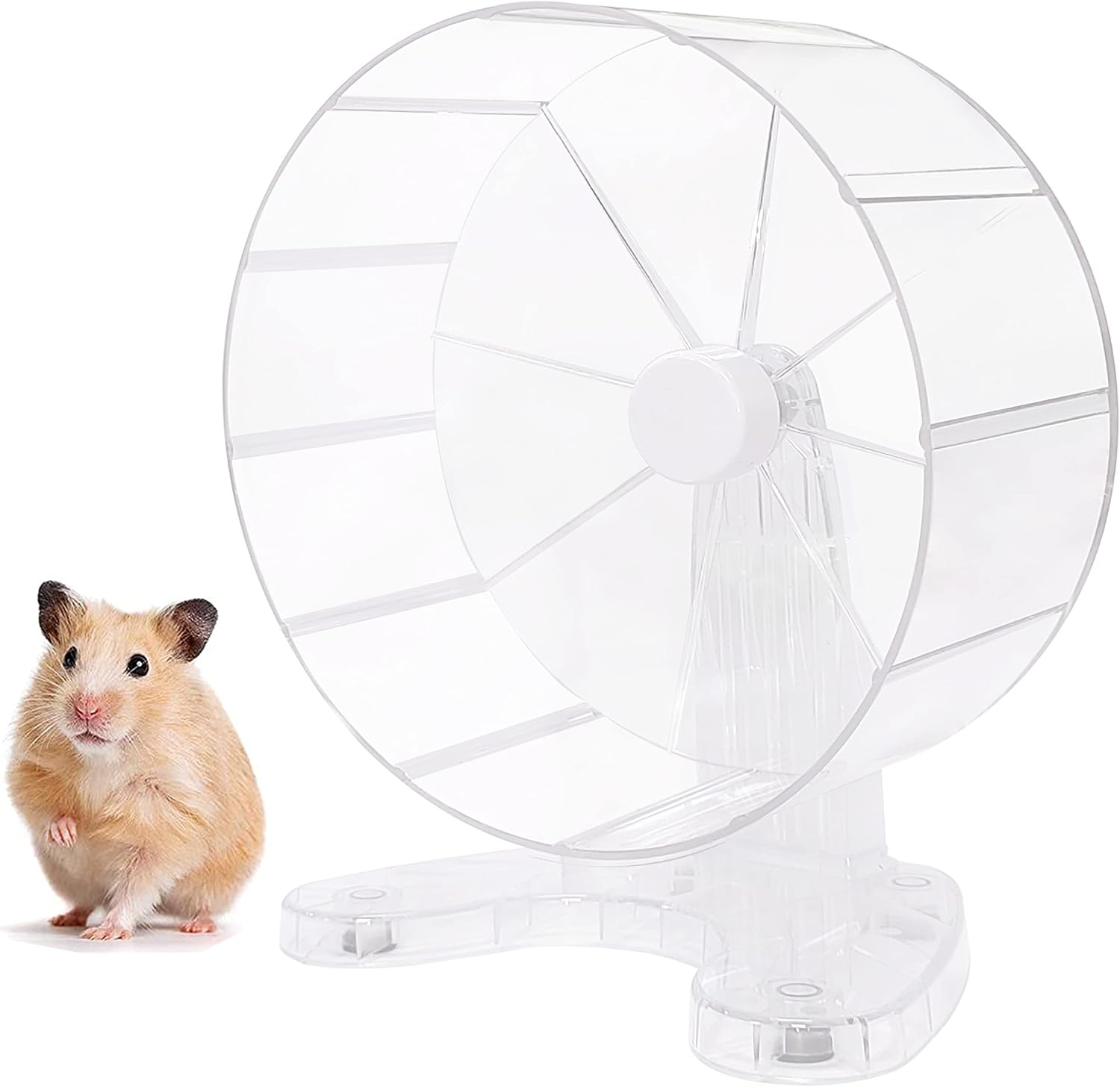 8.5″ Super Silent Hamster Wheel for Hamster Exercise Wheel for Gerbil, Syrian & Dwarf, Chinchilla and More Small Anima Running Wheels with Stable Stand, Clear