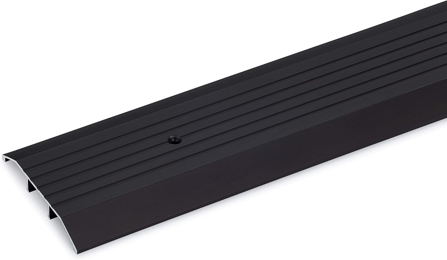 4" Wide x 1/2" High Corrugated Threshold – Powder Coated Dark Bronze Aluminum Door Saddle – Heavy Duty Floor Transition Strip – Indoor/Outdoor Use – Made in USA (6 FT)
