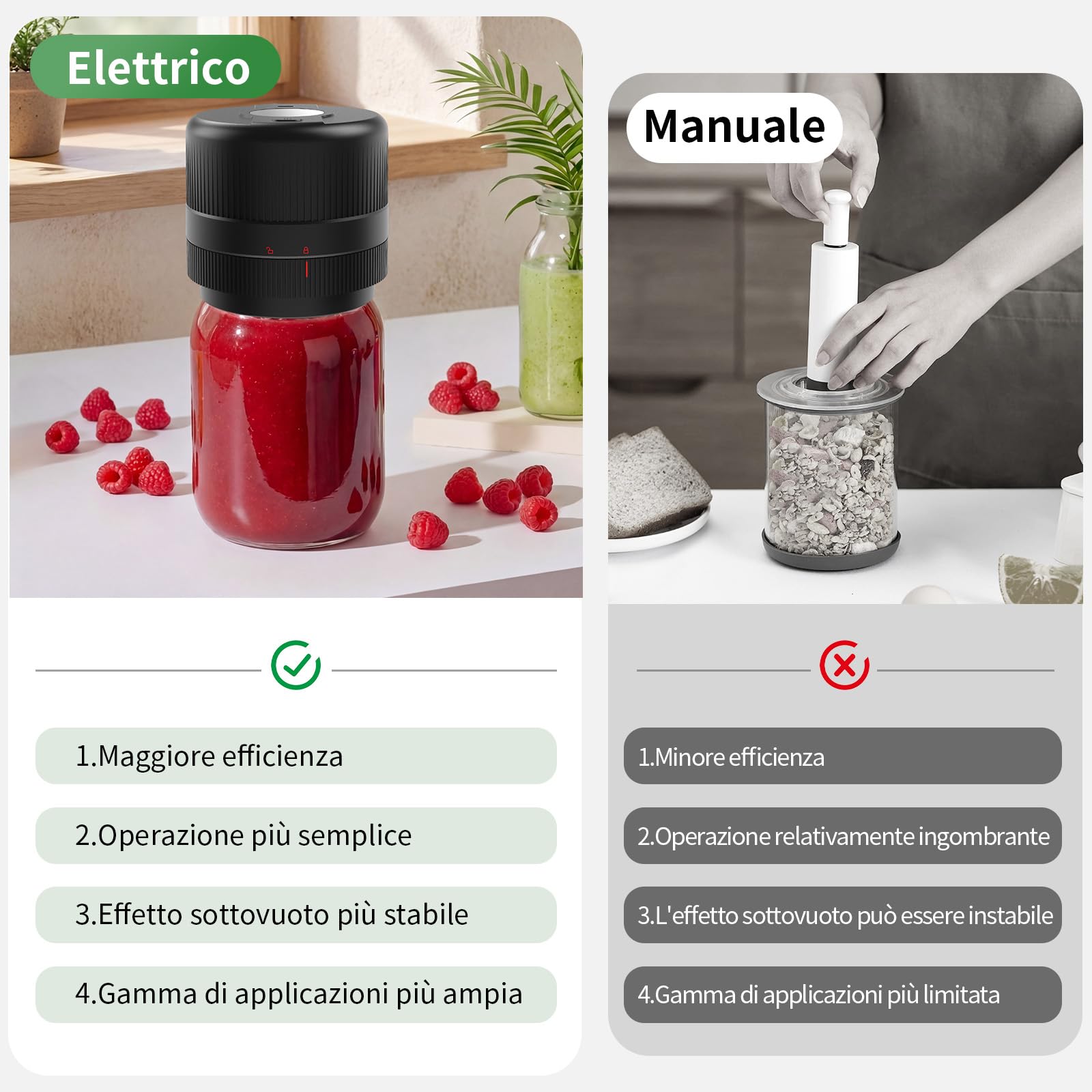 Elctrtici Mason Jar Vacuum Sealer, Macchina Sottovuoto per Barattoli Vetro, Kit Sigillatore Sottovuoto Elettrico per Barattoli da Muratore, Conservazione Alimenti, Nero (Versione Aggiornata)