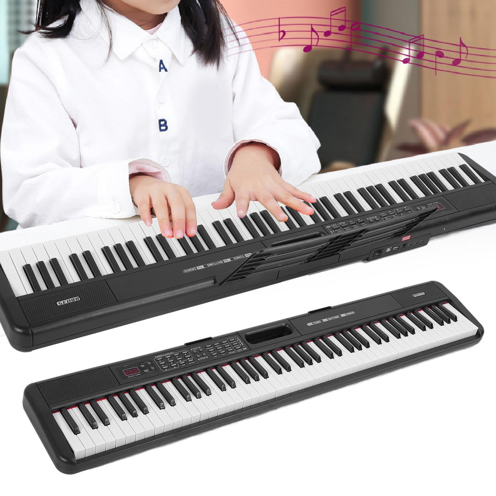 Tastiera Elettrica, 700 Ritmi Tastiera Elettrica Multifunzionale Pianoforte Portatile 900 Suonerie per Studio Autonomo e Insegnamento (Spina europea)