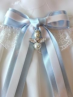 Lazo para bautizo, dos colores, con ángel de gracia de Suecia azul azul claro
